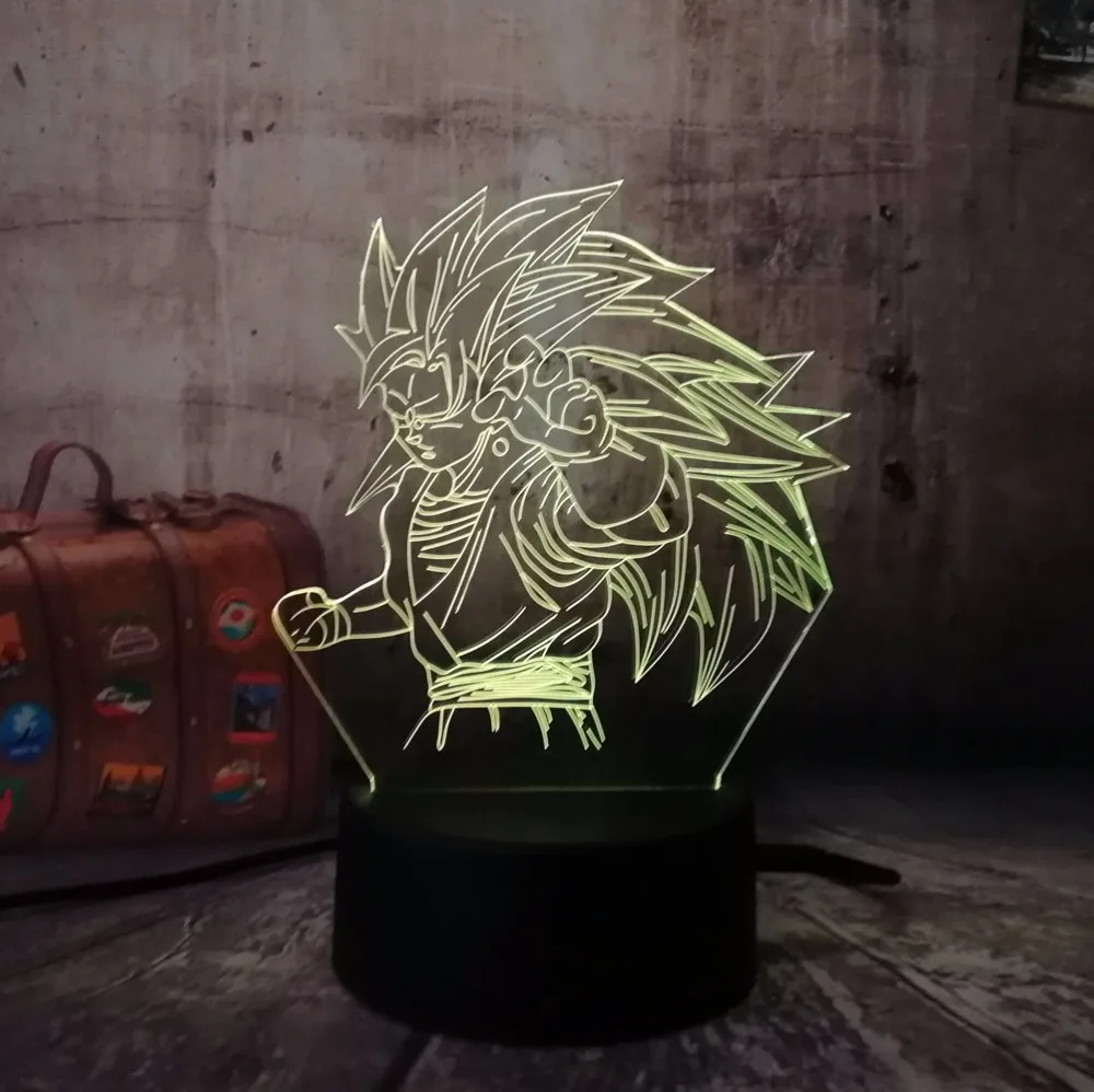 Рождественский подарок Жемчуг дракона Супер Saiyan обезьяна Сон Гоку 3D настольная лампа Luminaria светодиодные ночники освещение иллюзия Лампа подарок
