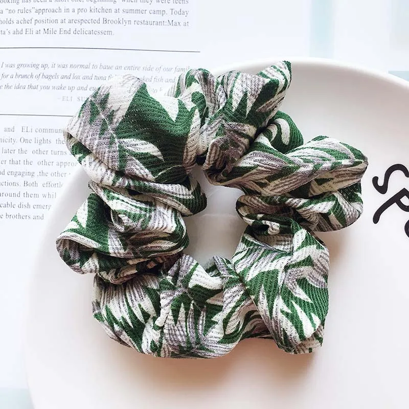 Style 3-Green 1 шт., винтажные резинки для волос, женские растягивающиеся шифоновые резинки для волос, женские эластичные резинки для волос, головные уборы для девочек, цветочные резинки для волос, Прямая поставка - Цвет: Style 3-Green
