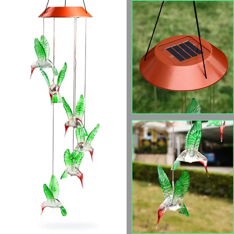 Цвет изменение Солнечный свет wind chime подвес LED Multi-Цвет ветер spinner ночник для сада