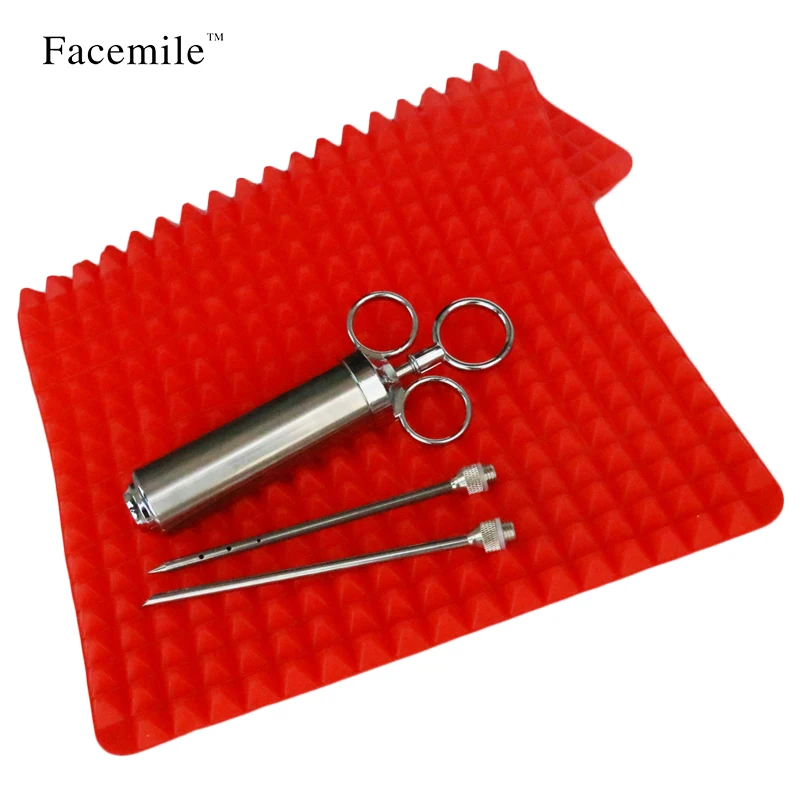 Силиконовый коврик + инжектор для маринада пищевой из нержавеющей стали приправ