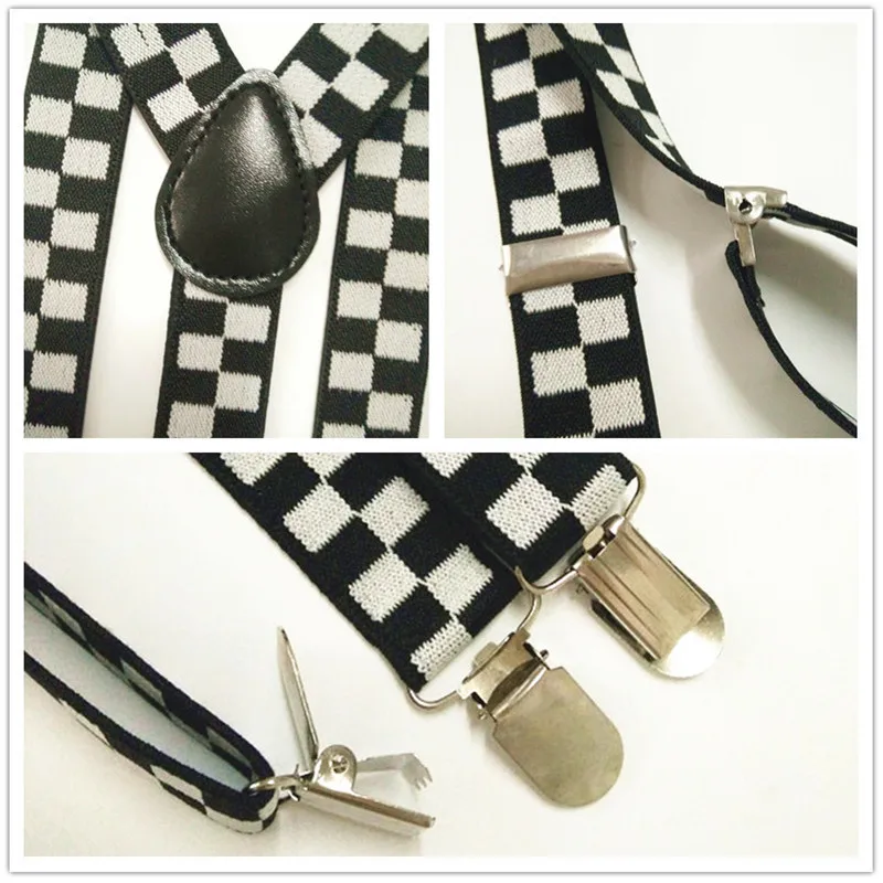 BD008-Trendy женские подтяжки с 3 зажимами на регулируемых эластичных ремешках Мужской винтажный Повседневный Сарафан в клетку