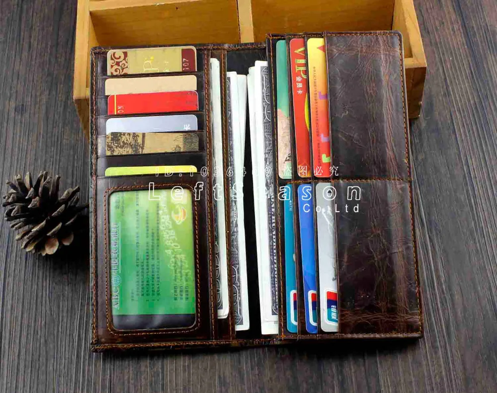 Мужской длинный кожаный кошелек с крокодиловой головой для мотоцикла в стиле