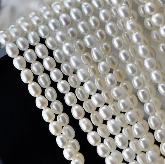 

White Color Genuine Freshwater Pearl Loose Beads Oval Pearl 4x5mm One Full Strand DIY Jewelry Strand