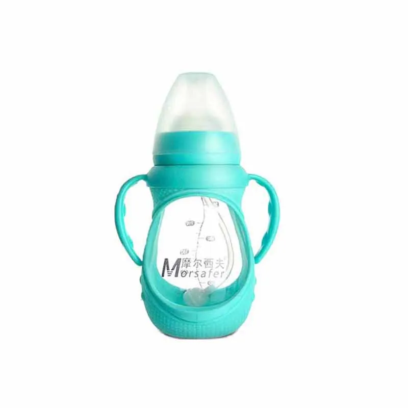 Blue 240ml Детская бутылочка для кормления 150 мл/240 мл широкий диаметр отверстия ПП Стекло ручка молоко ручка бутылка новорожденный уход расходные материалы - Цвет: Blue 240ml