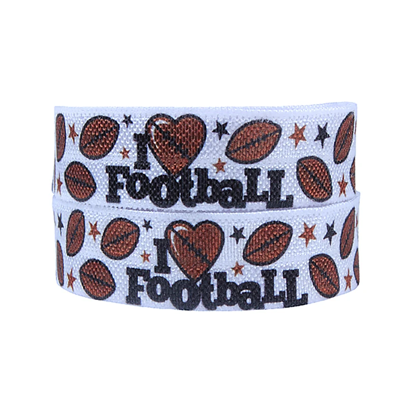 

Ribbon manufacture 50 yards per lot football printed sports fold over elastic for foe headbands