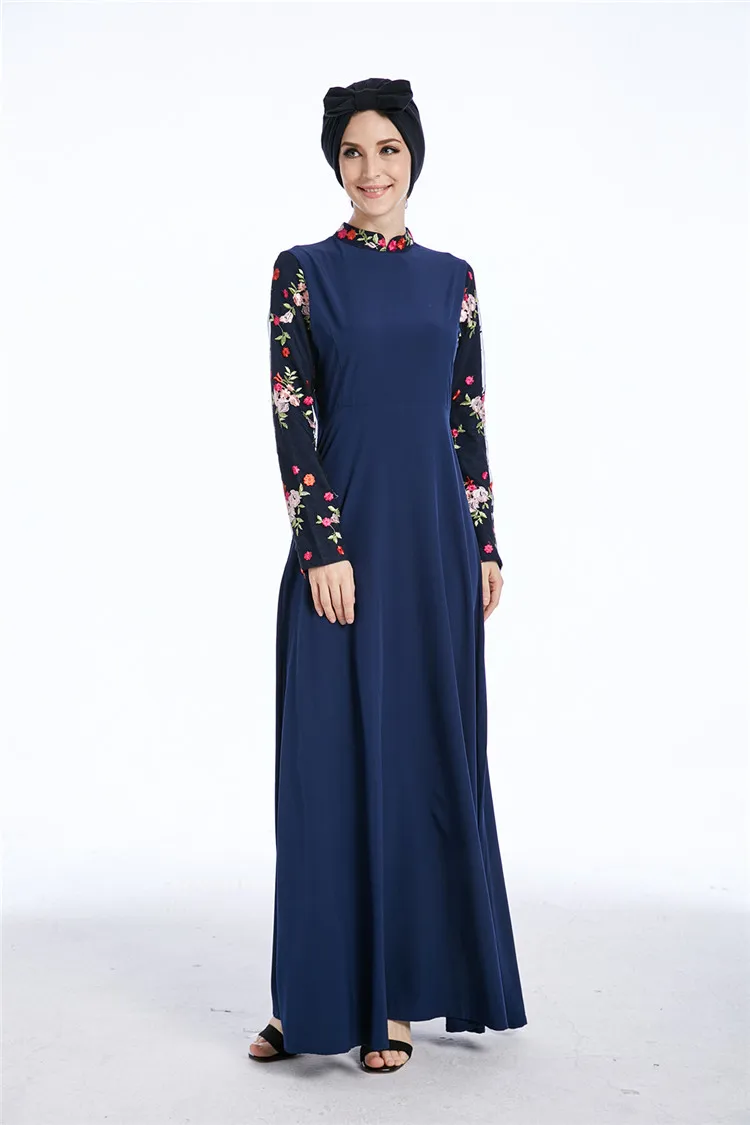 Мусульманское длинное платье с вышивкой Abaya кардиган из крепа туника кимоно