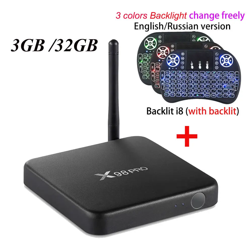 X98 PRO Android 6,0 Smart tv Box 3 Гб/32 ГБ 2 ГБ/16 Гб металлический чехол Amlogic S912 Восьмиядерный 2,4G/5 ГГц двойной Wifi 4K Smart медиаплеер - Цвет: 3GB 32GB Backlit i8