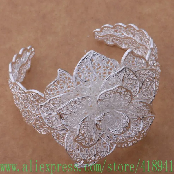 

Silver Plated bangle bracelet, Silver Plated fashion jewelry rose flower /ebwamtda bcyajufa AB150