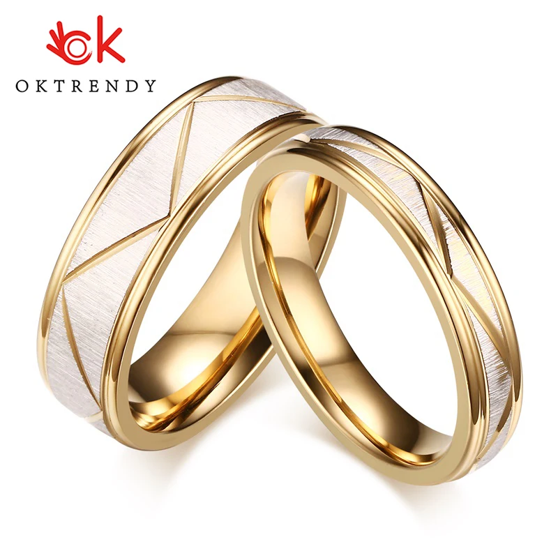 Обручальные кольца OKtrendy для влюбленных матовая отделка нержавеющая сталь