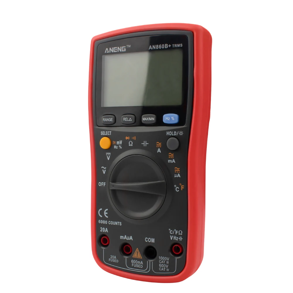 Красный ANENG AN860B+ цифровой клещи мультиметр Ручной RMS AC/DC сопротивление - Цвет: Красный