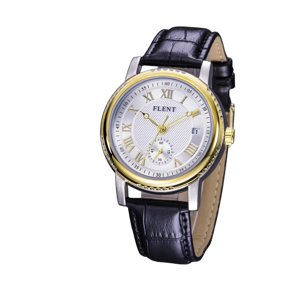 Men Leather Strap Automatic Mechanical Watches Auto Date Display Second Hand Fashion Analog Wrist Watch | Наручные часы