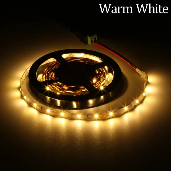Warm White Светодиодная лента 5 м 60 светодиодный s/m Одноцветный 3528SMD гибкий светодиодный с 12 В источник питания 2A, белый/теплый белый/красный/желтый/зеленый/синий - Испускаемый цвет: Warm White