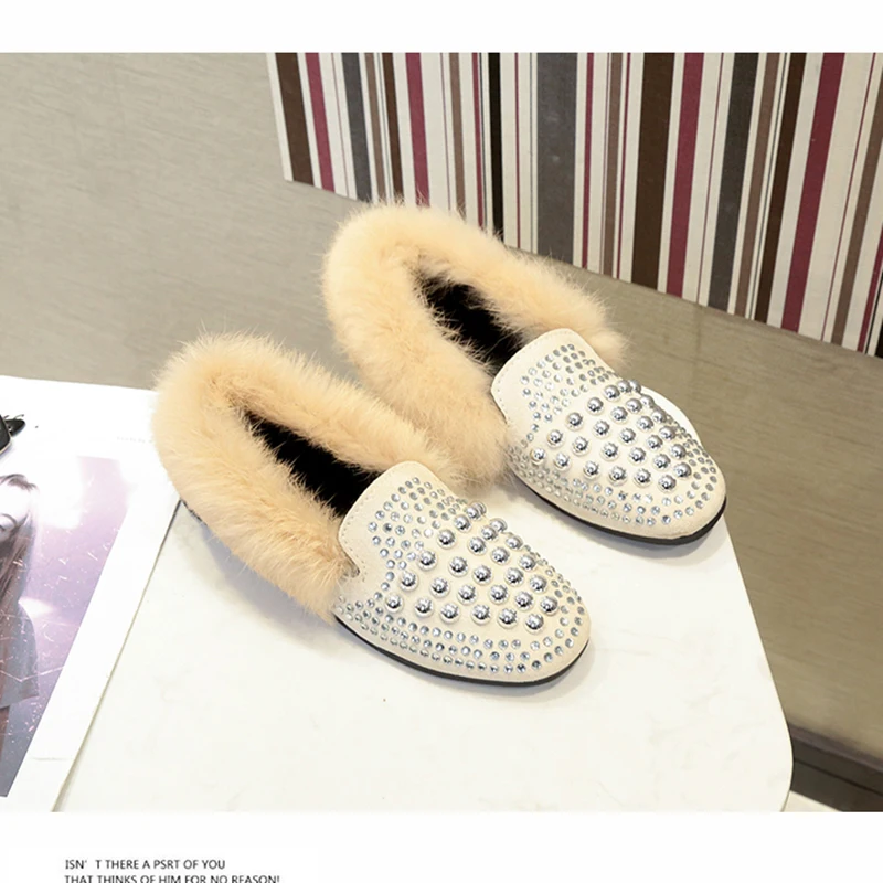Bling Заклепки Кристалл Мокасины Дамы мягкое дно плоский каблук Женская обувь