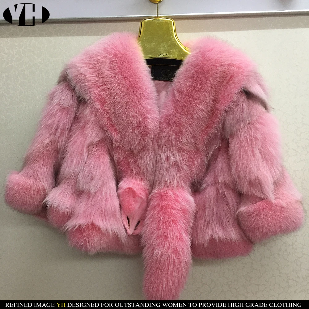 2019 new arrive women winter thick warm fur coat real fox jacket big collar outfit solid color fashion outerwear | Женская одежда