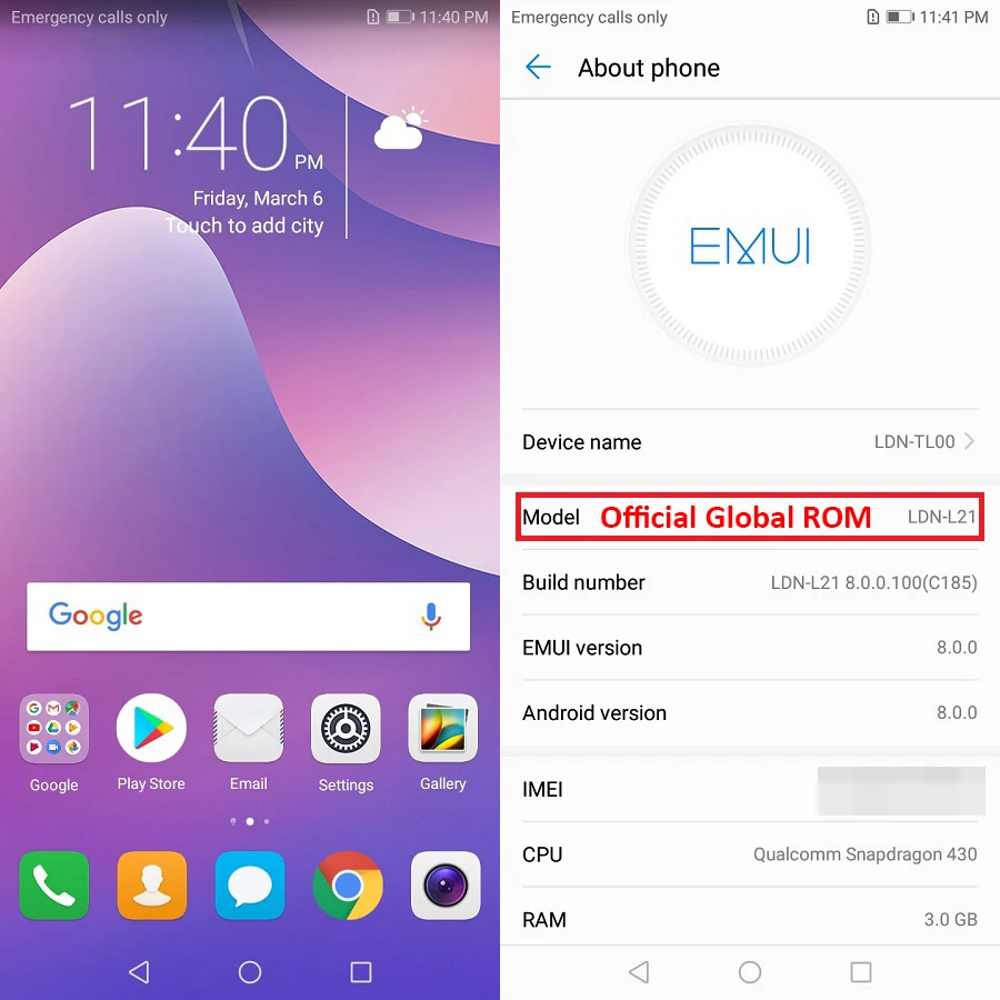 Глобальной прошивки huawei Y7 премьер 2018 (наслаждаться 8) 4 GB 64 мобильный телефон 5 99