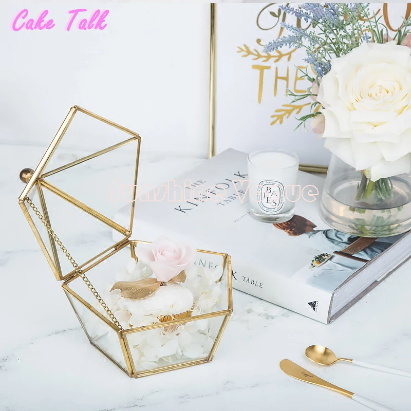 Винтажная стеклянная коробка для торта cupcake/сохраненный свежий цветочный кейс