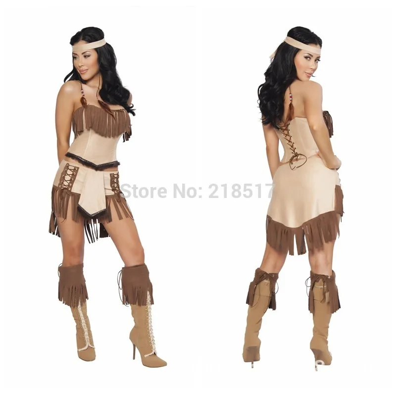 

New Adult Women princess cosplay Costumes Halloween Party Indian Tribe Princess Costumes Outfit Fancy Cosplay Dresses F-1031