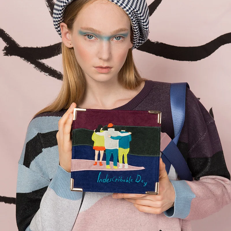 Винтажная Женская Повседневная мини-сумка-мессенджер YIZISTORE с вышивкой в стиле ретро, маленькая сумка через плечо