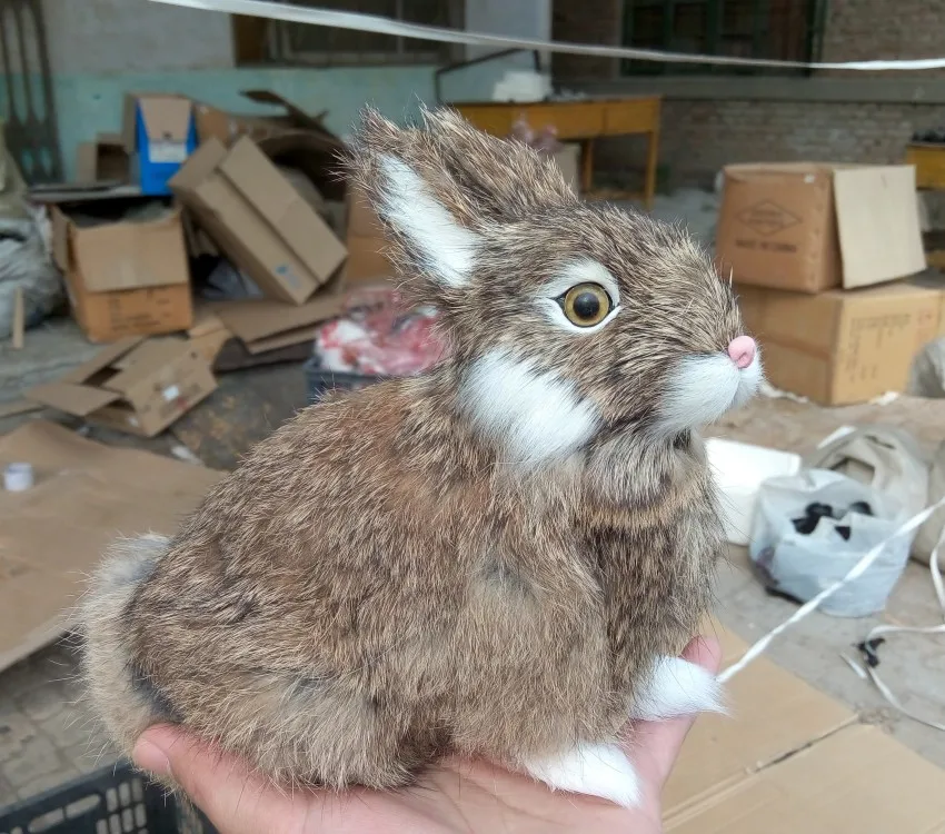 

Simulation brown rabbit polyethylene&furs rabbit model funny gift about 13*14CM