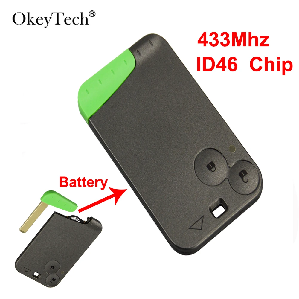 OkeyTech 2 кнопки 433 МГц ID46 PCF7947 чип смарт карта дистанционный ключ для Renault Laguna Escape