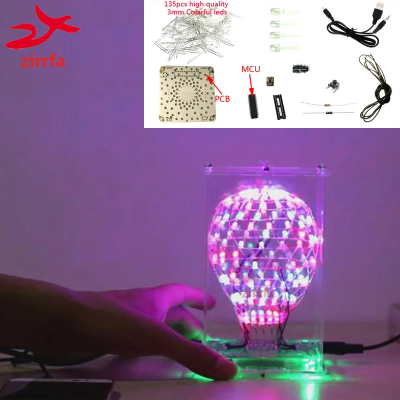 

zirrfa Colarful LED Cubic Ball Electronic DIY Kit with Excellent animation 3mm RGB LED Light Cubeed Brain-training Toy