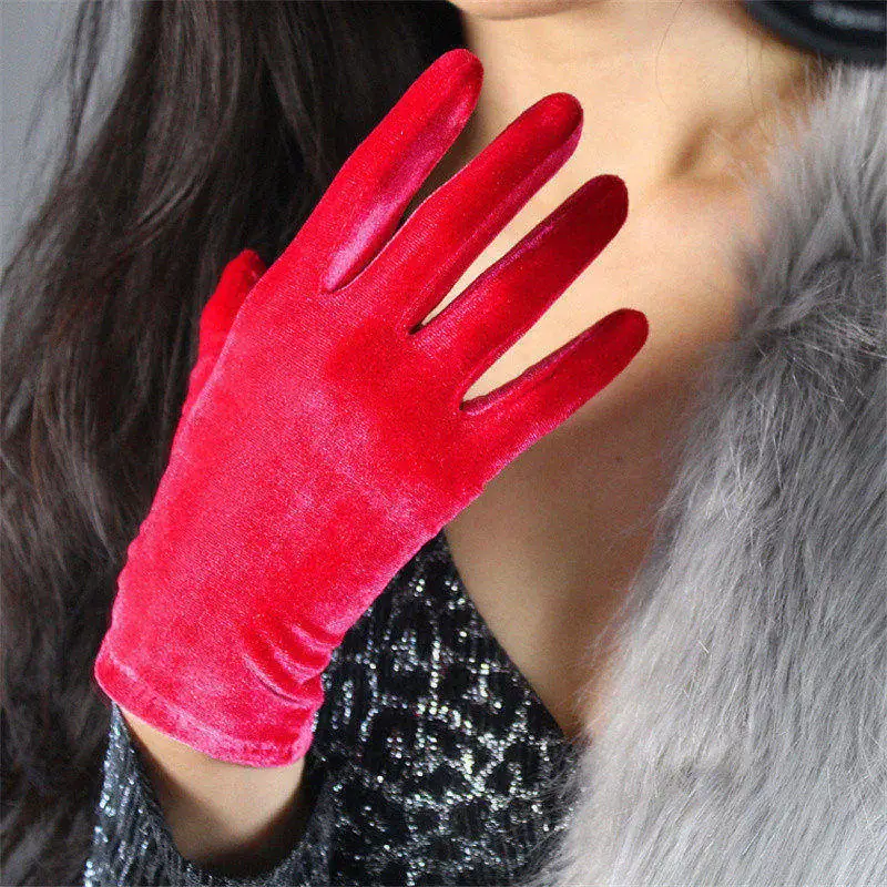 Rose Red 22CM Бархатные длинные перчатки 40 см розовые красные женские модели высокие эластичные бархатные золотые бархатные сенсорные перчатки SRMH40 - Цвет: Rose Red 22CM