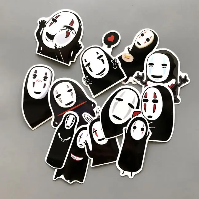 12 шт./компл. аниме Унесенные призраками без уход за кожей лица человек Стикеры s для скейтборда ноутбук Чемодан холодильник телефон Doodle Водонепроницаемый автомобиля Стикеры