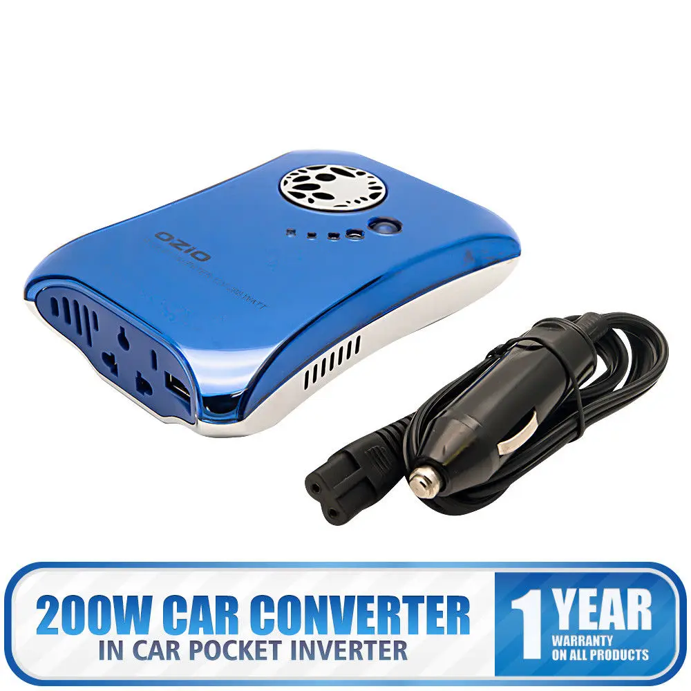 OZIO автомобильный преобразователь Карманный Инвертор питания DC 12 V-AC 220 V инвертор с USB фиолетовый