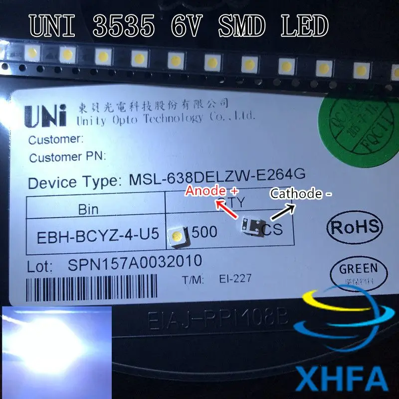 2000 шт./лот для UNI светодиодная подсветка ЖК-дисплей ТВ 3535 3537 LED лампочка