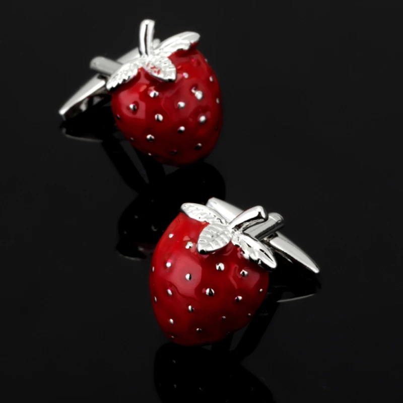 

Free shipping, new red fruit strawberry Cufflinks fashion men's shirt Cufflinks senior designer exclusive French shirt button