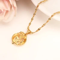 dubai pendant women pendant necklace 14 k fine gold gf girls party jewelry africaarabrose sweetheart rose flower gifts