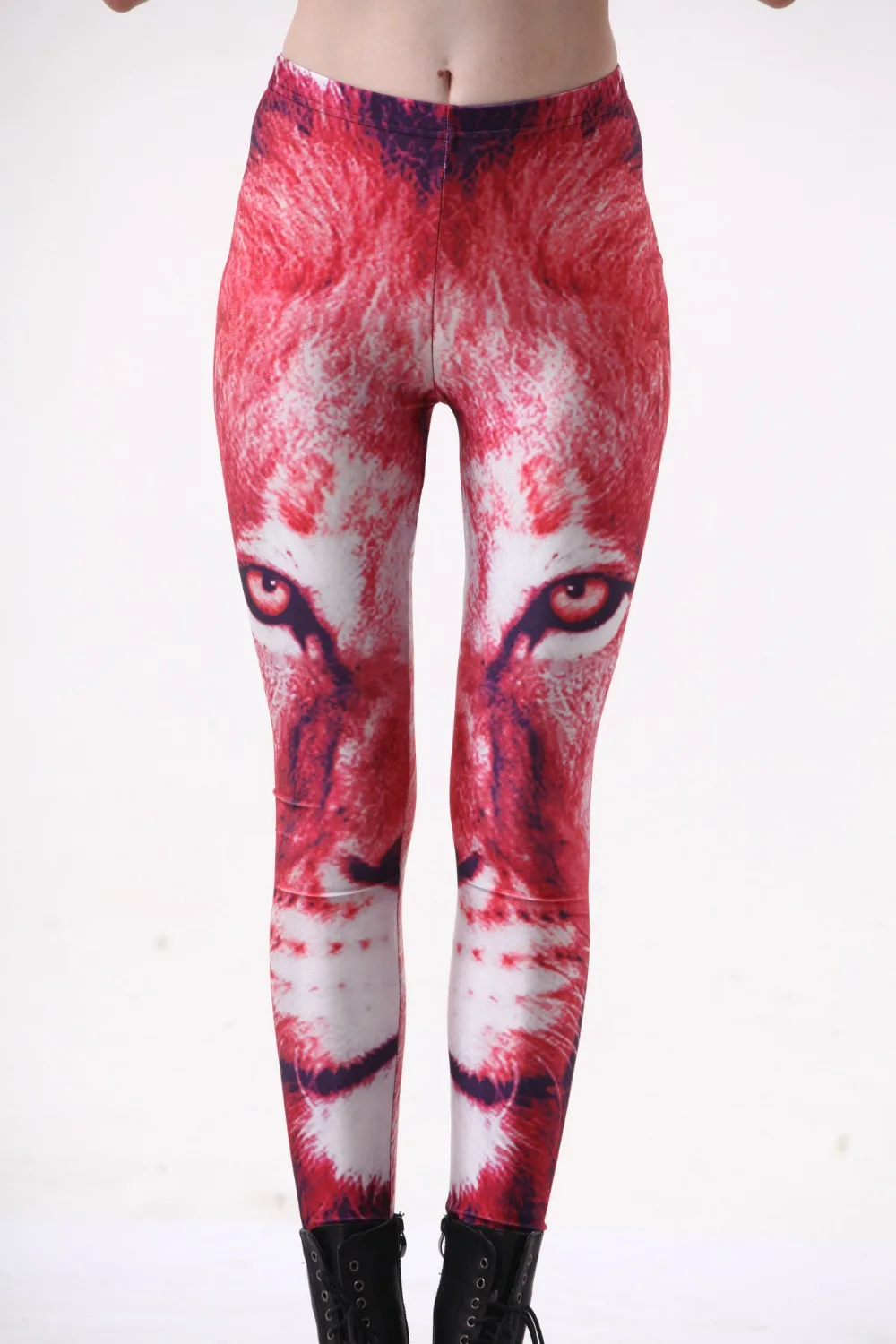 

Fashion Women Red Lion Painting Print Leggings Slim Fit Thin Elastic Polyester Party Pants Casual Trousers Drop Shipping