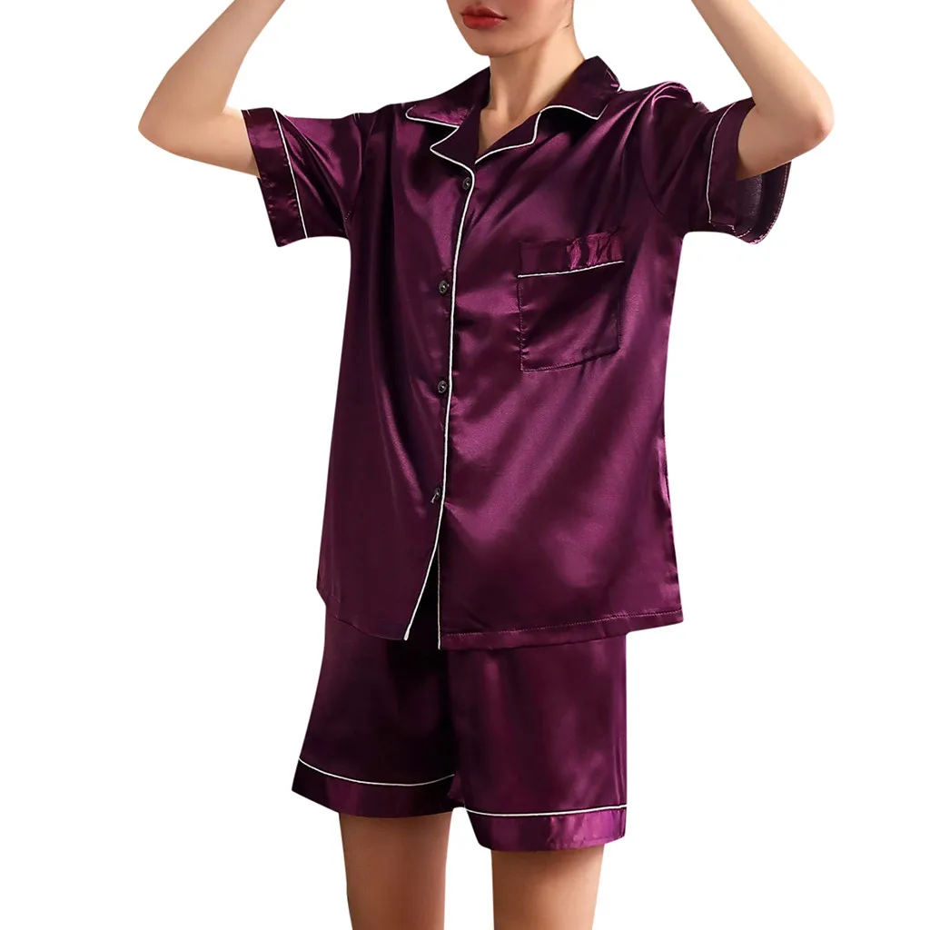 Женская одежда для сна Женский комплект пижамы с коротким рукавом домашняя