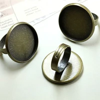 10pcs 25mm round cameo setting tray antique bronze adjustable ring base blank china fashion jewerly diy fittings