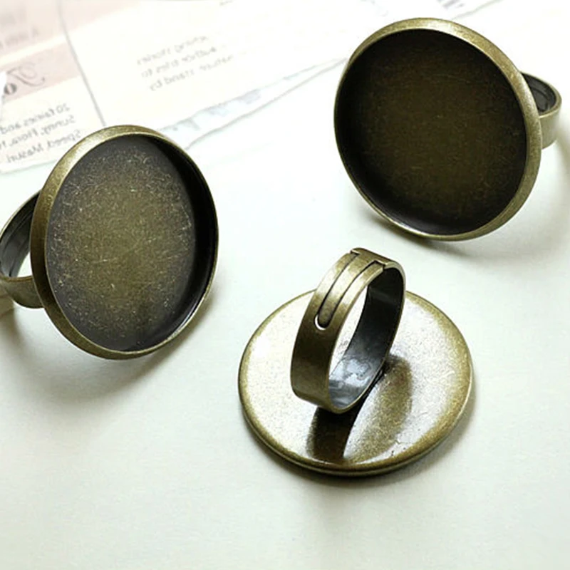 10 шт. круглые Регулируемые кольца в античном стиле 25 мм|ring base|adjustable ring basecameo setting |