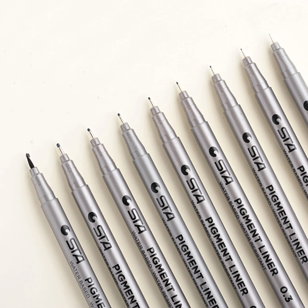 STA 9 шт./лот кисть на водной основе маркеры разных размеров пигментный лайнер
