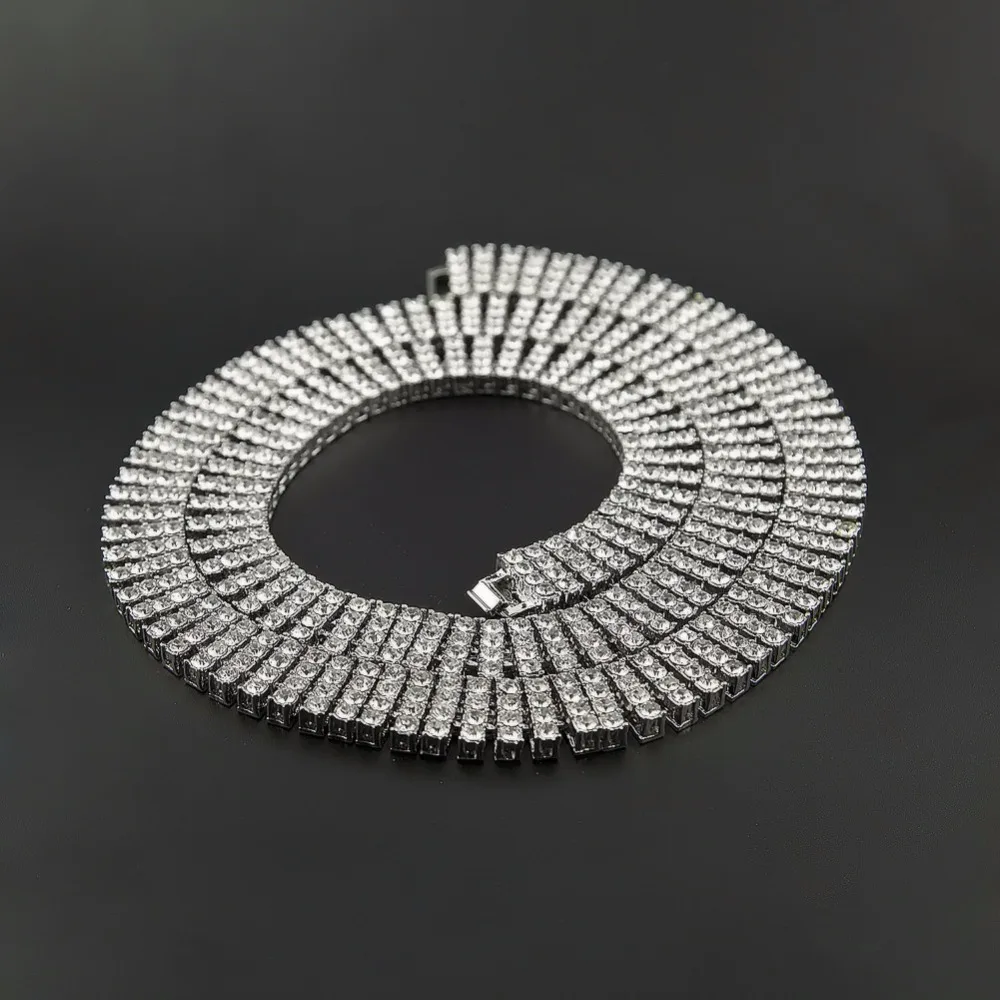 Хип-хоп мужские 4 ряда ожерелья для тенниса стразы со льдом золотой серебряный