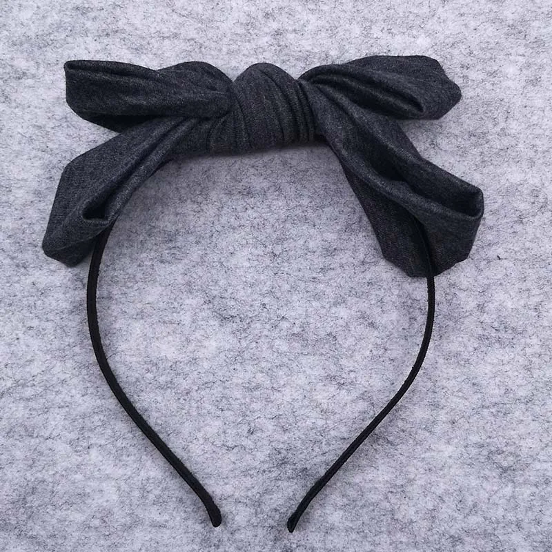 dark gray GZHilovingl/Хлопковые обручи для волос с большим бантом для девочек, новые детские летние милые головные уборы, аксессуары для волос ручной работы - Цвет: dark gray