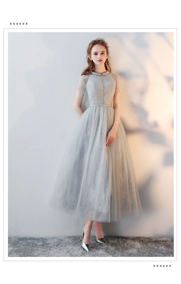Robe de soiree Новое поступление элегантное тонкое ТРАПЕЦИЕВИДНОЕ кружевное вечернее платье vestido de festa банкетное платье с круглым вырезом платья для выпускного вечера платья для вечеринок
