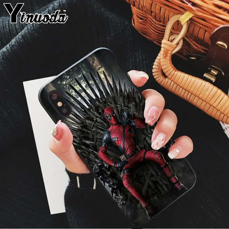 Yinuoda Marvel Deadpool черный ТПУ мягкий резиновый чехол для телефона iPhone X XS MAX 6 6S 7 7plus 8 8Plus 5