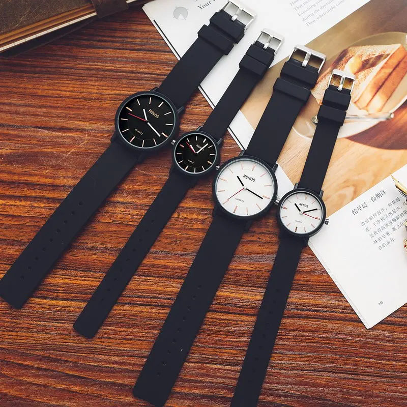 RENOS 2017 New Women Watch Simple Wristwatches With Box Fashion Men Quartz PU Band Sport Casual Streetwear Drop Shipping | Наручные часы