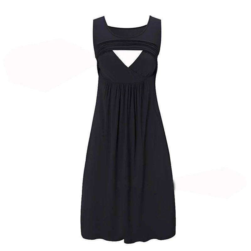 

EABoutique maternity dresses Sleeveless round neck shows stripe stitching pregnancy dress Q0303