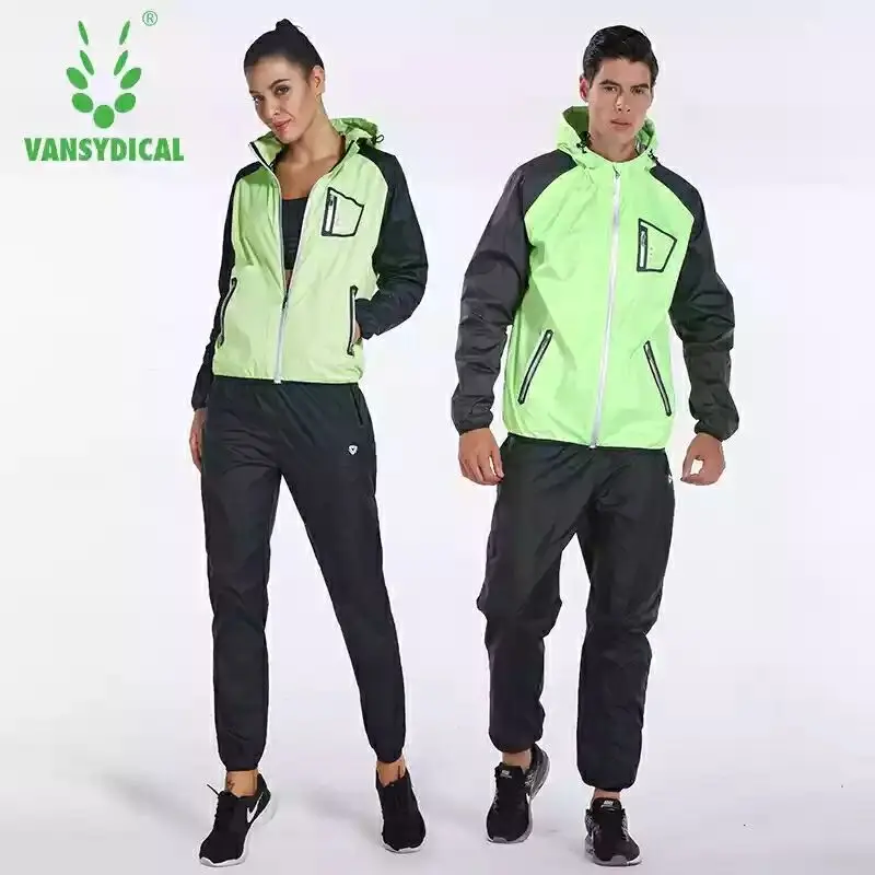 VANSYDICAL тепла пот Спорт Костюмы Для мужчин женщин Фитнес Спортивная Бег куртка