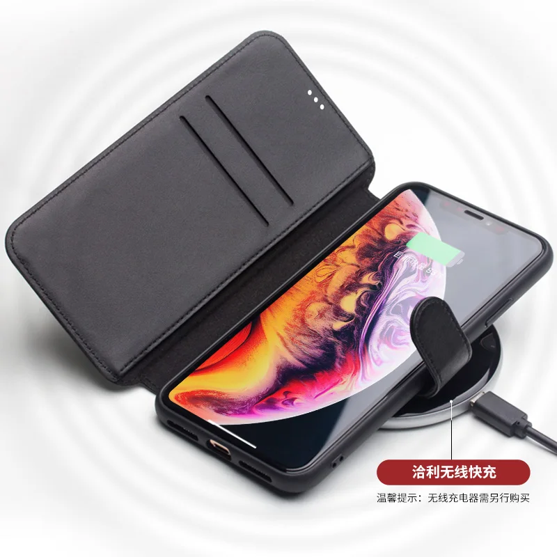 Genuine Leather Flip Case for Apple iPhone X XS XR Max Magnetic Buckle Handmade Wallet Cover with Card Slot For iphone | Мобильные