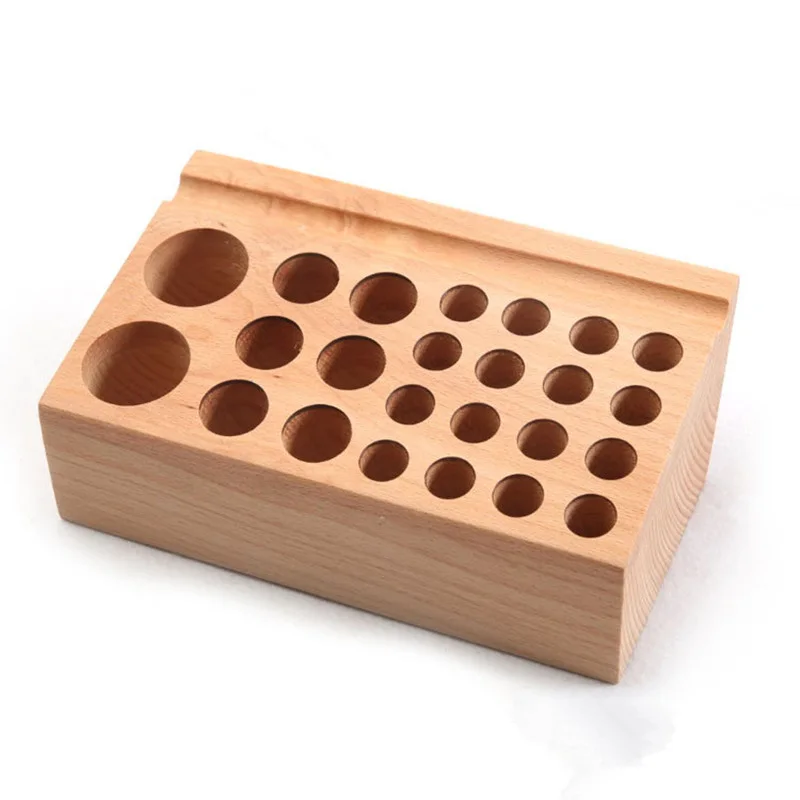 24 Holes Craftool Wood Tool Stamp Stand Beech Rack Leather Holder DIY Craft | Дом и сад