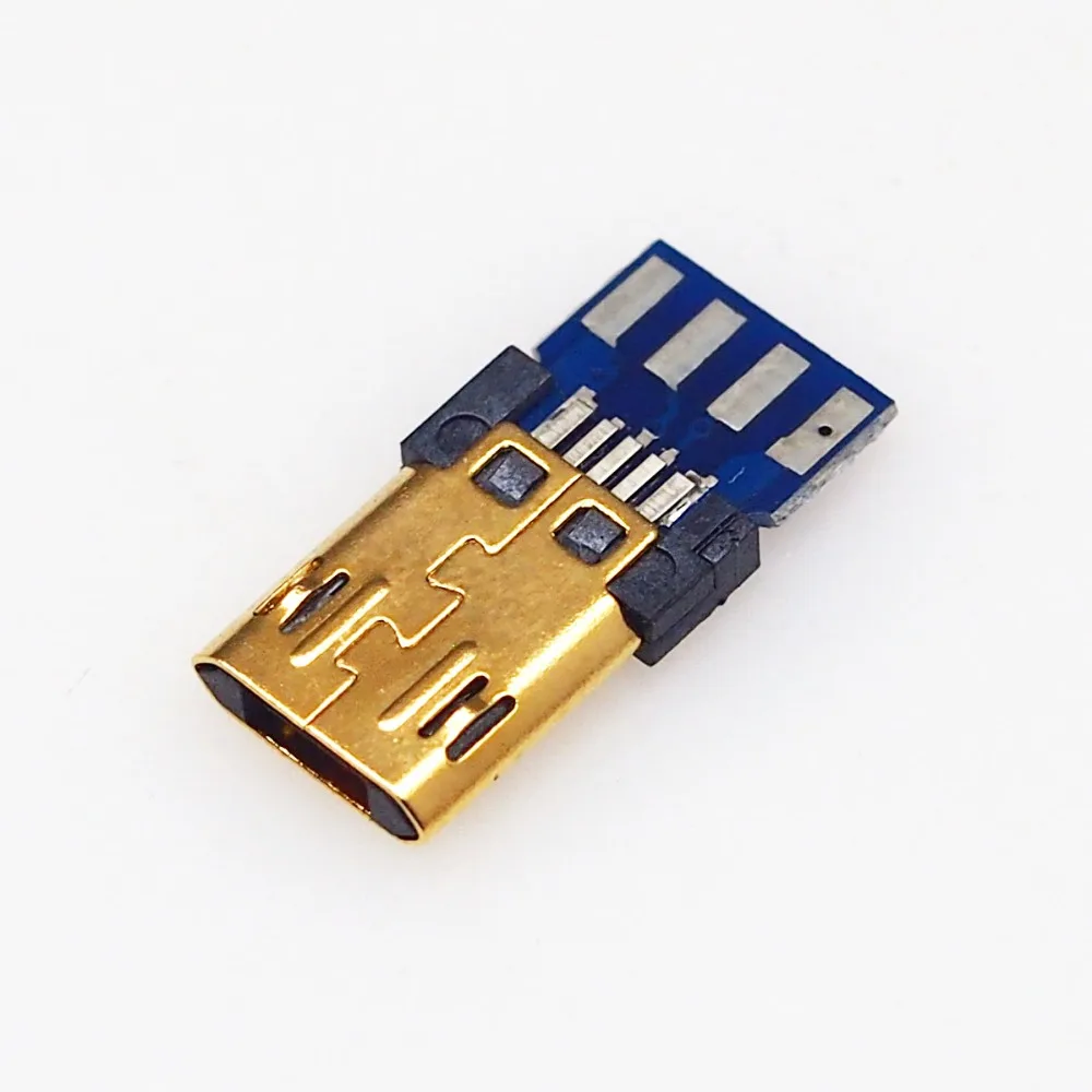 10 шт позолоченный micro male plug с печатной платой пластина под припой двусторонний 5p