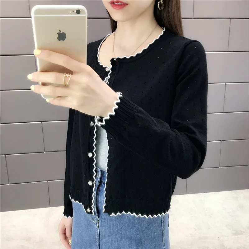 OHCLOTHING короткий дизайн тонкий кардиган женский вырез солнцезащитный Кондиционер рубашка свитер вязаная верхняя одежда небольшой плащ