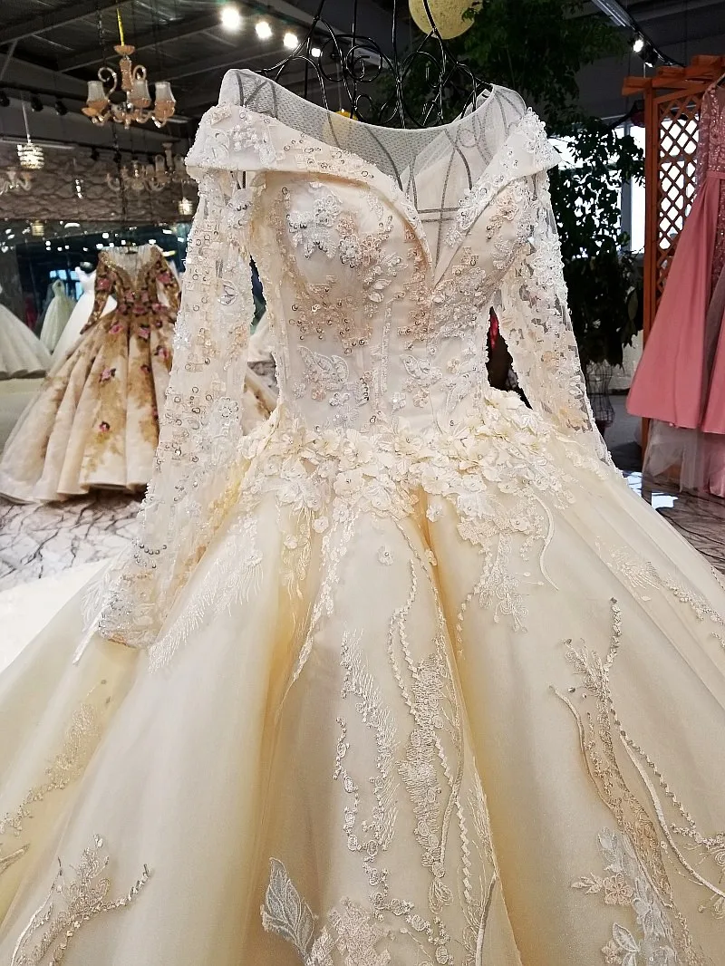 LS09841 свадебное платье с рукавамиреальные картины оригинальные дизайн длинными