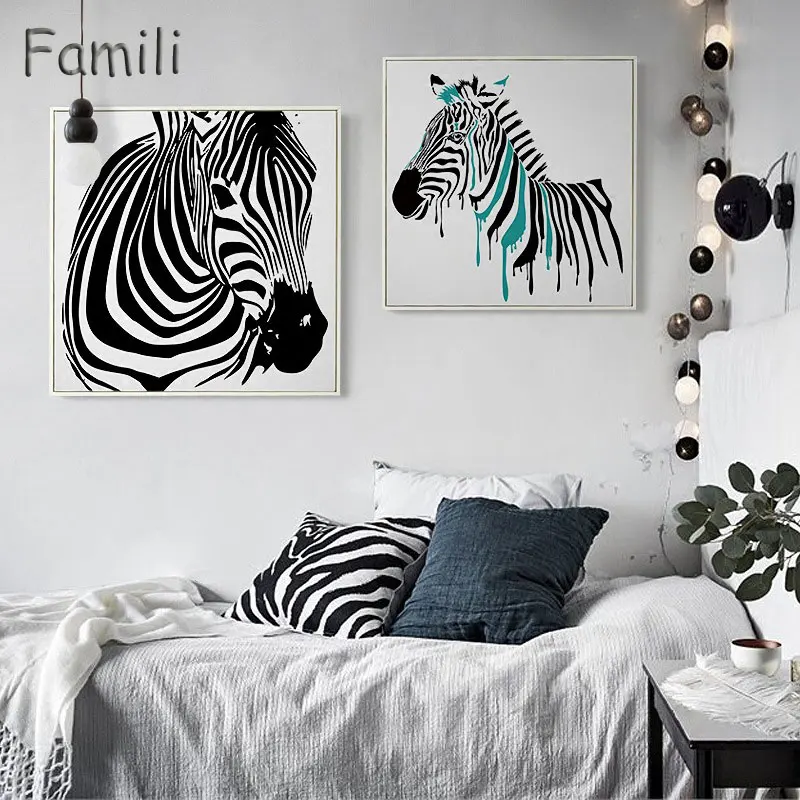 Картина на холсте с принтом животных Современная Зебра Скандинавское украшение