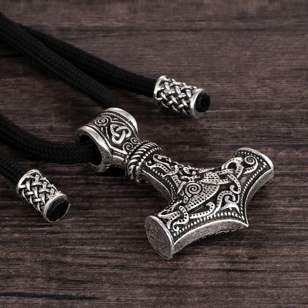 Дропшиппинг подвеска с символикой викингов Thors Молот Мьёльнир ожерелье Викинги руны бусы амулет в виде молота скандинавский kolye Norse мужские ювелирные изделия
